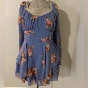 Inspired Hearts Blue Floral Romper